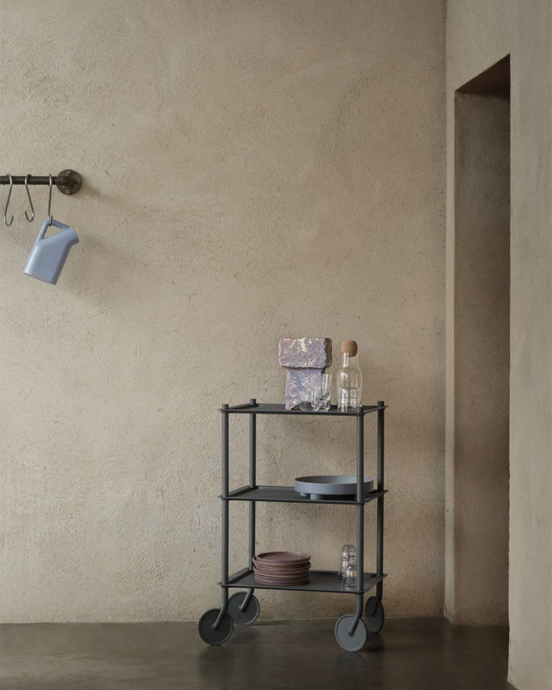 Flow stor - Grå rullvagn - Perforerad metall